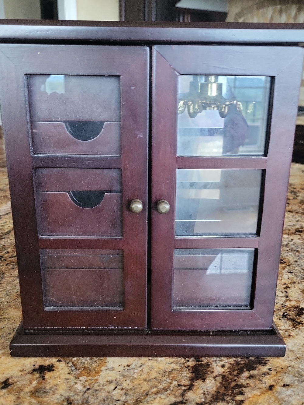 Wooden Jewelry Cabinet Organizer in Dark Brown